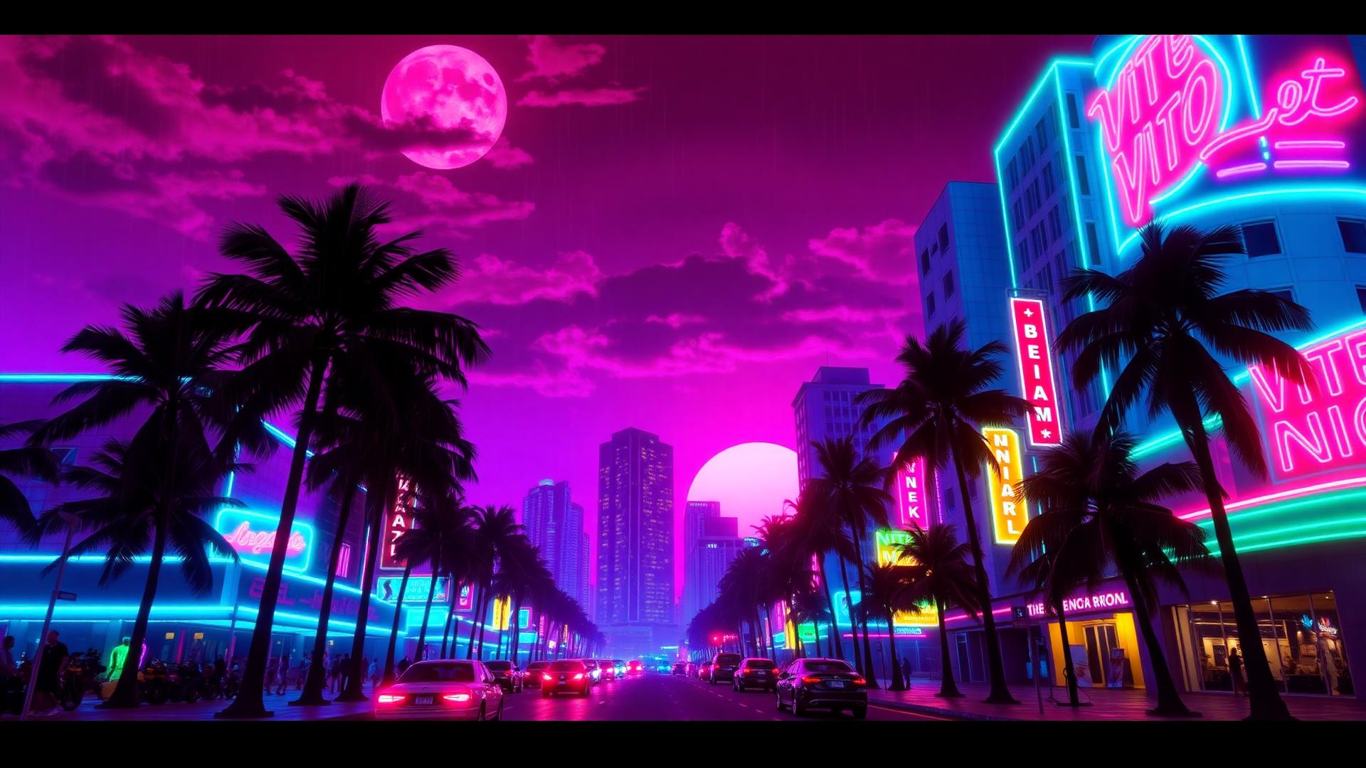 Vice City neon skyline